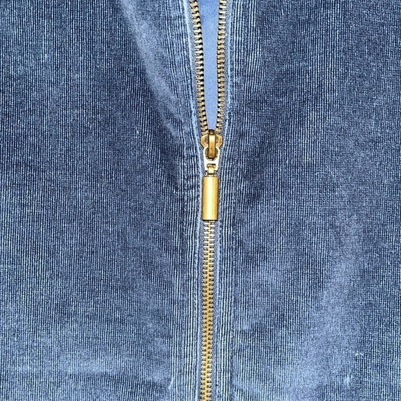 VTG-Alfred Dunner- 12-navy blue-corduroy sleeveless zip up vest lined rib detail - Picture 4 of 12